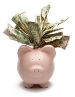 Piggy Bank Stuffed with Money